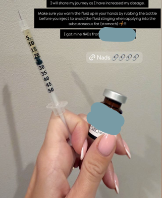 Example 2: Degraded NAD+ in a sub/cut syringe